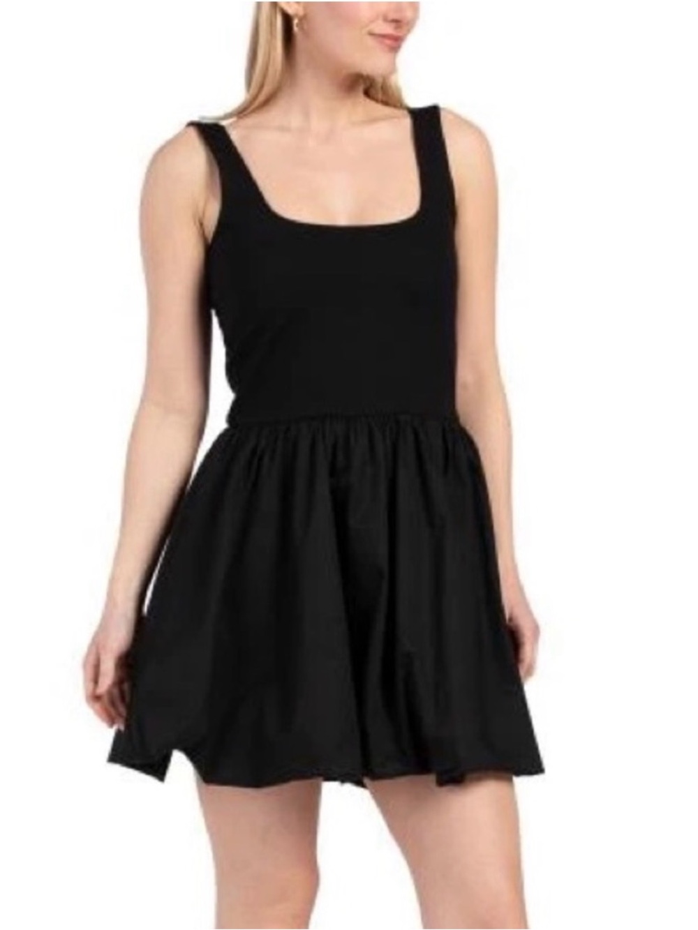 Camila Coelho Bubble Hem Mini Dress Black Mixed Media